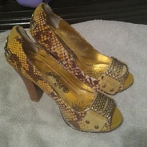 Naughty Monkey faux snake skin heels